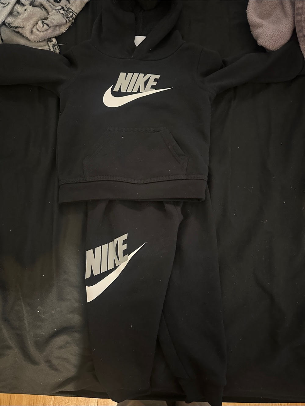 Nike Kids Black Hoodie & Joggers Set with White Logo